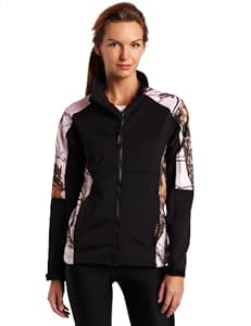 Yukon Gear Women's Windproof Fleece Jacket (Black/Mossy Oak Pink Snow, Large)