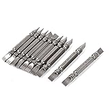 uxcell　マイナスドライバービット　金属　シルバーグレー　65mm長　 1/4"六角シャンク幅　10個入り