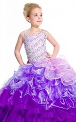 Girls Chiffon/Taffeta/Tulle Lace Applique Crystals Crystal Beaded Flower-Girl Dress 