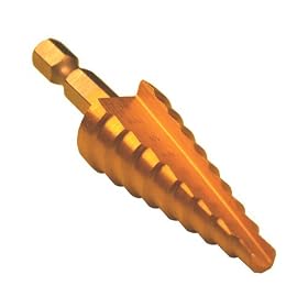Neiko Titanium Step Drill Bit; 1 4 Hex Q C Shank; 12 Steps; 3 16 - 7 8 by Neiko Tools