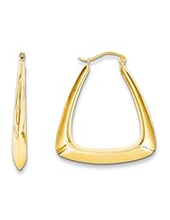 Large Triangular Hoop Earrings in 14K Yellow Gold