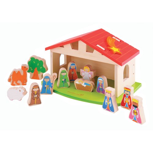 41NQHuEQ3UL Ever Earth Nativity SET Preschool TOY Natural Wood Christmas Educational