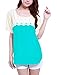 Allegra K Women Short Sleeve Tee Shirts Crochet Color Block Summer Tops