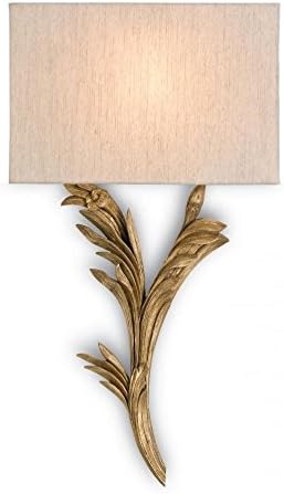 Antiquity Gold Bel Esprit 1 Light Left Wall Sconce with Oatmeal Linen Shade