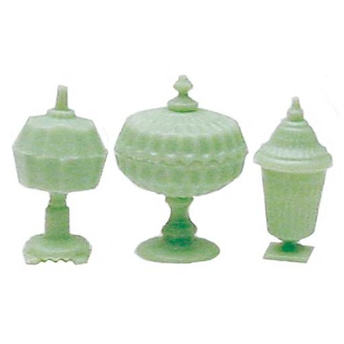Dollhouse Miniature Set of Three Jadite-Look Candy Dishes