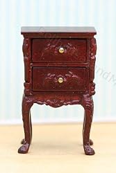 Dollhouse Miniature Hand Carved Mahogany Night Stand