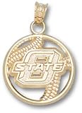 Oklahoma State Cowboys Solid 10K Gold ''O STATE'' Pierced Baseball Pendant