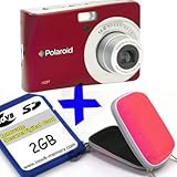Polaroid i1237 Digitalkamera +2 GB + Red Case Bundle (12MP 3xOptical Zoom 2,7 