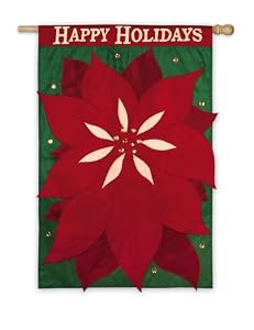 Poinsettia 30" x 44" Applique House Flag
