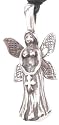 Cross Fairy Sprite Girl Silver Tone Pewter Pendant Necklace
