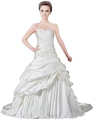A-line Satin Off the Shoulder Sweetheart Pleated Beaded Vintage Wedding Dress 