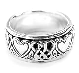 Sterling Silver Celtic Heart Knot Spinner Ring (Size 4,5,6,7,8,9,10,11,12,13,14,15)