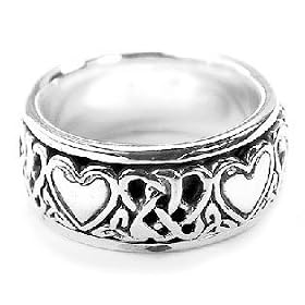 Sterling Silver Celtic Heart Knot Spinner Ring