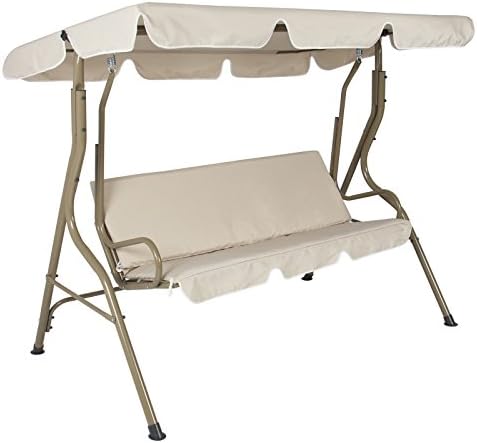 2 Person Outdoor Canopy Swing Glider Hammock Patio Furniture Backyard Porch Beige