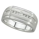 14K White Gold Men's Diamond Ring