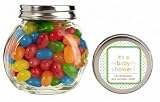 Baby Keepsake: Green Stars Design Baby Shower Personalized Glass Candy Jar - Unassemb (Set of 24)