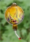 Kitras Art Glass - Art Nouveau Hand Blown Glass Hummingbird Feeder - Amber