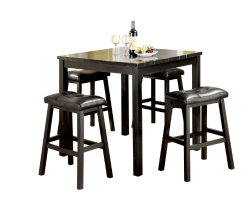 ACME Counter Height 5-Piece Dining Set, Black