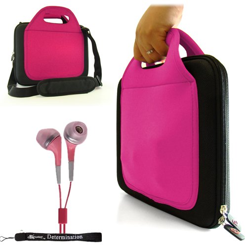Sony DVPFX950 9-Inch Portable DVD Player Hard Nylon Cube Carrying Travel Case with Extra Pocket for Accessories + Includes a eBigValue (TM) Determination Hand Strap Key Chain + Includes a Crystal Clear High Quality HD Noise Filter Earbuds Earphones Headph