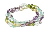 3-Row Flat Oval Multi-Gemstone Stretch Bracelet 7.5