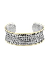 Tutone Weaved Bracelet Cuff