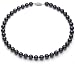 PremiumPearl 7.5-8mm Japanese Black Cultured Akoya Pearl Necklace AAA Quality White Gold, 18