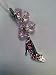 Cell Phone Charm - Silver Diva Ladies Heel Pumps with Pink Rhinestones and Pink Beads