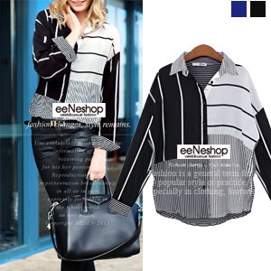 (イイネショップ) eeNeshop ボーダーブラウス