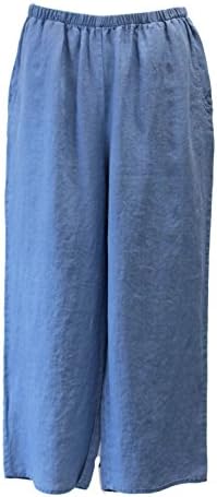 Flax Women's Lightweight Marina Washed Wide Leg Linen Floods Pant (Medium, Marina Washed)