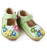 : Pippytoes Light Green Leather Flower Shoe