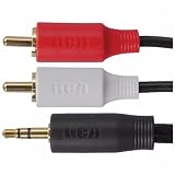 RCA AH205R 3.5mm to 2 RCA Plugs Y-Adapter, 3 ft