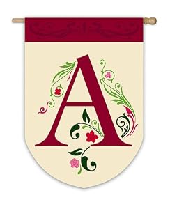 Floral Scroll Design Monogram Garden Flags