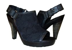 Coach Elena 12CM Signature Open Toe Platform Strap Back High Heel Shoes 8 Black