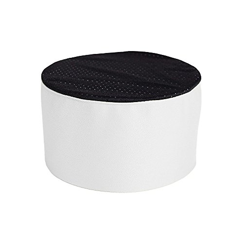 Chefs Mesh Top Skull Cap, White with Black Accent