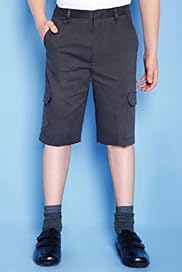 Boys Cargo Style Crease Resistant Shorts with Adjustable Waist