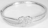 8.00 Ct Round Brilliant Pave Heart Platinum Plated Hinged Bangle Bracelet