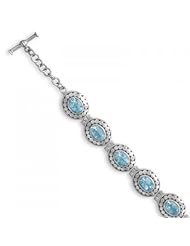 MMA Silver - 6.5 inch+1.5 inch Extension Blue Topaz Bracelet