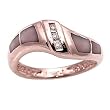 14K Rose Gold, Pink Mother of Pearl and Diamond Ring