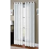 Window Elements Boho Embroidered Faux Linen Sheer Extra Wide Grommet Curtain Panel Pair, 108 by 96-Inch, White