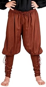 Medieval Poet's Renaissance Pirate Captain Cottuy Pants Costume [Chocolate] (X-Large)