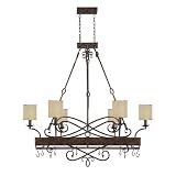 Capital Lighting 4168RT-497 Reserve Collection 8-Light Potrack/Chandelier, Rustic Finish with Moonlit Mica Shades