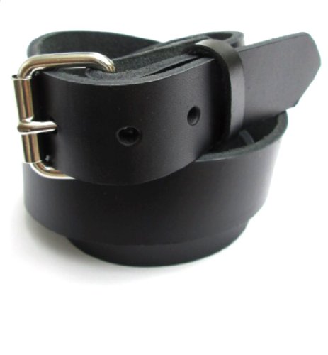 Mens Heavy Duty Black Leather Belt 1 1/4