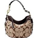 Coach Signature Zoe Shoulder Bag Purse 12657 Khaki Mahogany