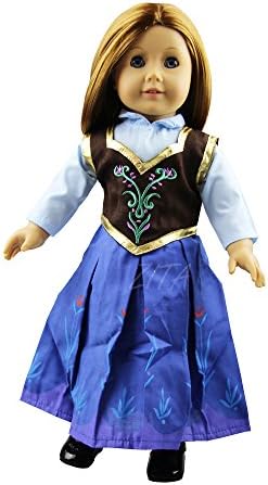 ZITA Doll Clothes -Elsa and Anna Princess Outfit Fits American Girl Doll, My Life Doll, Our Generation and other 18 inch Dolls