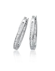 1/2 Carat, Channel Set Diamond Hoops - 14 Karat White Gold