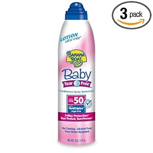 Banana Boat Ultramist Baby Tear Free Lotion SPF 50, 6-Ounces (Pack of 3)