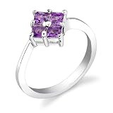 Sterling Silver 0.50 cts Princess Cut Amethyst Ring Size 7
