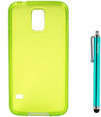 Samsung Galaxy S5 Case,Honsky®- Flexible TPU & Solid PC Frame Cover - [1.2 MM THICK][DUAL LAYER EDGE][Polished][Scratch Resistance][Shock Resist][Washable][Slip Resistant] - Hybrid Dual Impact Bumper Jelly Case - ECO-Friendly Packaging - Plastic Cute for Samsung Galaxy S5 (2014) - Lawn Green & White