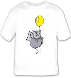 T-shirt with balloon, baby, flying, elephant, yellow