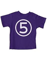 Happy Family Fifth Birthday Short Sleeve Girls Purple T shirt